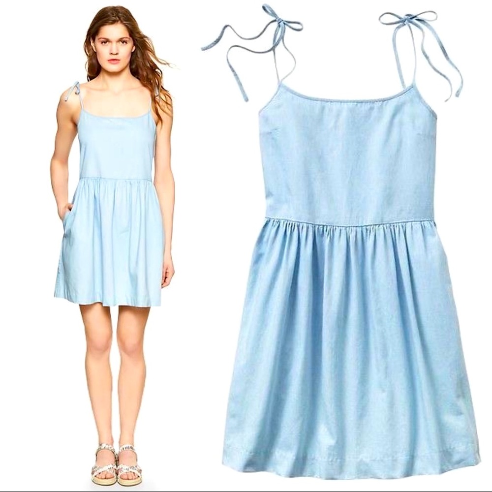 Gap chambray strappy fit n flare dress